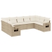 Set de sofás de jardín 9 pzas con cojines ratán sintético beige