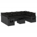 Set de sofás de jardín 10 pzas cojines ratán sintético negro