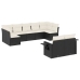 Set de sofás de jardín 8 piezas y cojines ratán sintético negro
