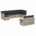 Set muebles jardín 9 pzas y cojines ratán sintético gris claro
