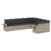 Set muebles jardín 9 pzas y cojines ratán sintético gris claro