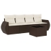 Set comedor de jardín 5 piezas y cojines ratán sintético marrón