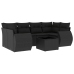 Set de comedor de jardín 7 pzas y cojines ratán sintético negro