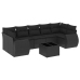 Set de sofás de jardín 8 piezas y cojines ratán sintético negro