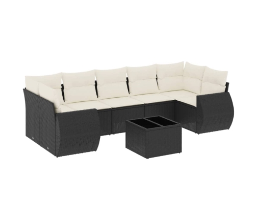 Set de sofás de jardín 8 piezas y cojines ratán sintético negro