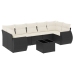 Set de sofás de jardín 8 piezas y cojines ratán sintético negro