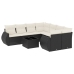 Set de sofás de jardín 8 piezas y cojines ratán sintético negro