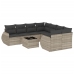 Set muebles jardín 9 pzas y cojines ratán sintético gris claro