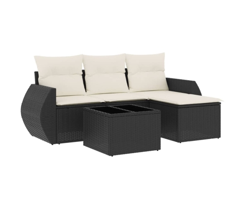 Set de muebles de jardín 5 pzas y cojines ratán sintético negro
