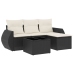 Set de muebles de jardín 5 pzas y cojines ratán sintético negro