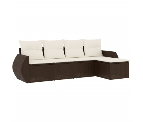 Set comedor de jardín 5 piezas y cojines ratán sintético marrón