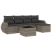 Set de muebles de jardín 6 pzas y cojines ratán sintético gris