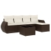 Set sofás de jardín 6 piezas y cojines ratán sintético marrón