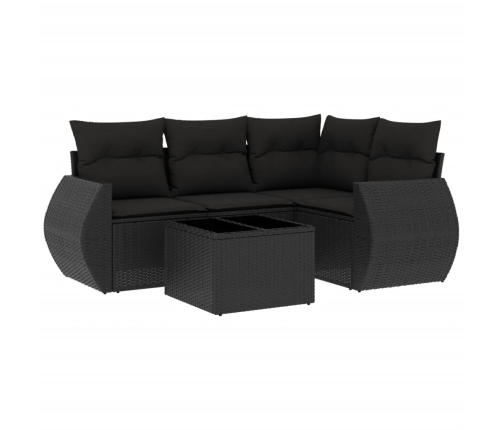 Set de muebles de jardín 5 pzas y cojines ratán sintético negro