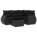 Set de muebles de jardín 5 pzas y cojines ratán sintético negro