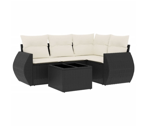Set de muebles de jardín 5 pzas y cojines ratán sintético negro