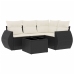 Set de muebles de jardín 5 pzas y cojines ratán sintético negro