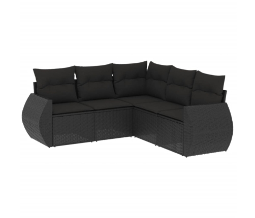 Set de muebles de jardín 5 pzas y cojines ratán sintético negro