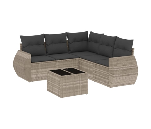 Set de sofás de jardín 6 pzas y cojines ratán sintético gris