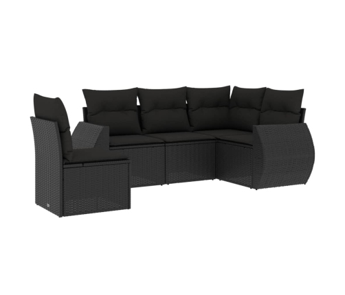 Set de muebles de jardín 5 pzas y cojines ratán sintético negro