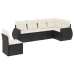Set de sofás de jardín 6 piezas y cojines ratán sintético negro