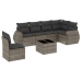 Set de sofás de jardín 7 piezas con cojines ratán PE gris