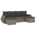 Set de muebles de jardín 6 pzas y cojines ratán sintético gris