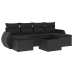 Set de comedor de jardín 7 pzas y cojines ratán sintético negro