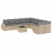 Set de sofás de jardín 11pzas con cojines ratán sintético beige