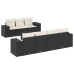 Set de sofás de jardín 8 piezas y cojines ratán sintético negro