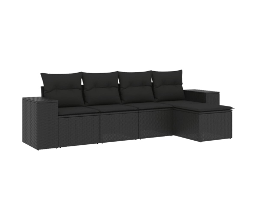 Set de muebles de jardín 5 pzas y cojines ratán sintético negro