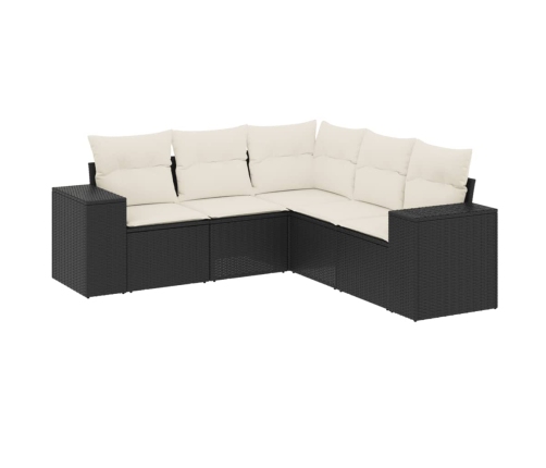 Set de muebles de jardín 5 pzas y cojines ratán sintético negro
