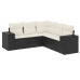 Set de muebles de jardín 5 pzas y cojines ratán sintético negro