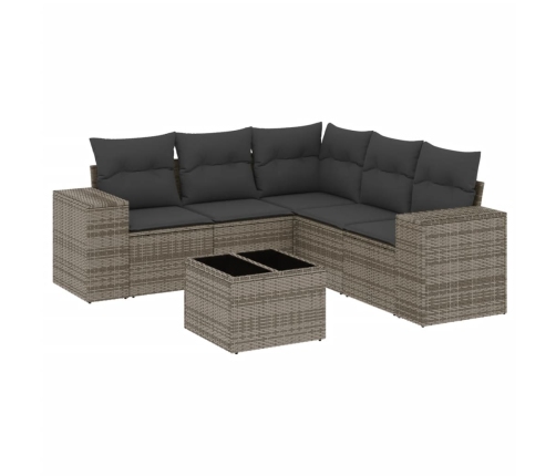 Set de muebles de jardín 6 pzas y cojines ratán sintético gris