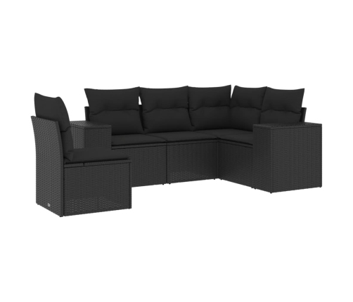 Set de muebles de jardín 5 pzas y cojines ratán sintético negro