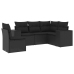 Set de muebles de jardín 5 pzas y cojines ratán sintético negro