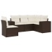 Set comedor de jardín 5 piezas y cojines ratán sintético marrón