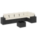Set de comedor de jardín 7 pzas y cojines ratán sintético negro