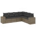 Set de muebles de jardín 6 pzas y cojines ratán sintético gris