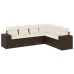 Set sofás de jardín 6 piezas y cojines ratán sintético marrón