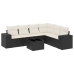 Set de comedor de jardín 7 pzas y cojines ratán sintético negro