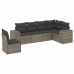 Set de muebles de jardín 6 pzas y cojines ratán sintético gris