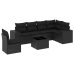 Set de comedor de jardín 7 pzas y cojines ratán sintético negro