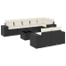 Set de sofás de jardín 8 piezas y cojines ratán sintético negro