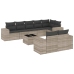 Set muebles jardín 9 pzas y cojines ratán sintético gris claro