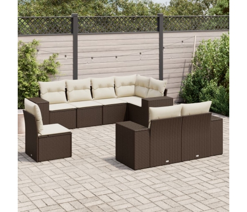 Set sofás de jardín 8 piezas y cojines ratán sintético marrón