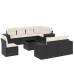 Set de sofás de jardín 8 piezas y cojines ratán sintético negro
