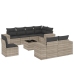 Set muebles jardín 9 pzas y cojines ratán sintético gris claro
