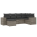 Set de muebles de jardín 6 pzas y cojines ratán sintético gris
