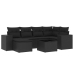 Set de comedor de jardín 7 pzas y cojines ratán sintético negro